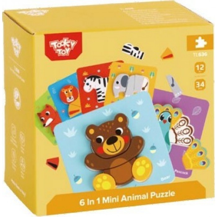 ΞΥΛΙΝΟ ΠΑΖΛ ΖΩΑ 6 ΣΕ 1 (TL636) TOOKY TOY