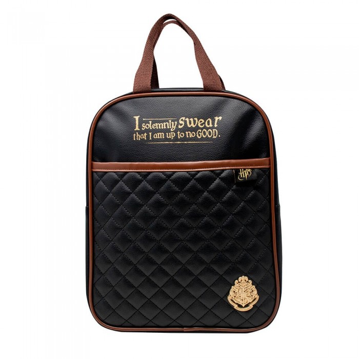 Harry Potter Quilted Backpack Black & Tan (SLHP366) Harry Potter Quilted Backpack Black & Tan (SLHP366)