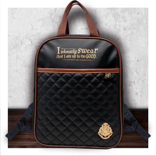 Harry Potter Quilted Backpack Black & Tan (SLHP366) Harry Potter Quilted Backpack Black & Tan (SLHP366)