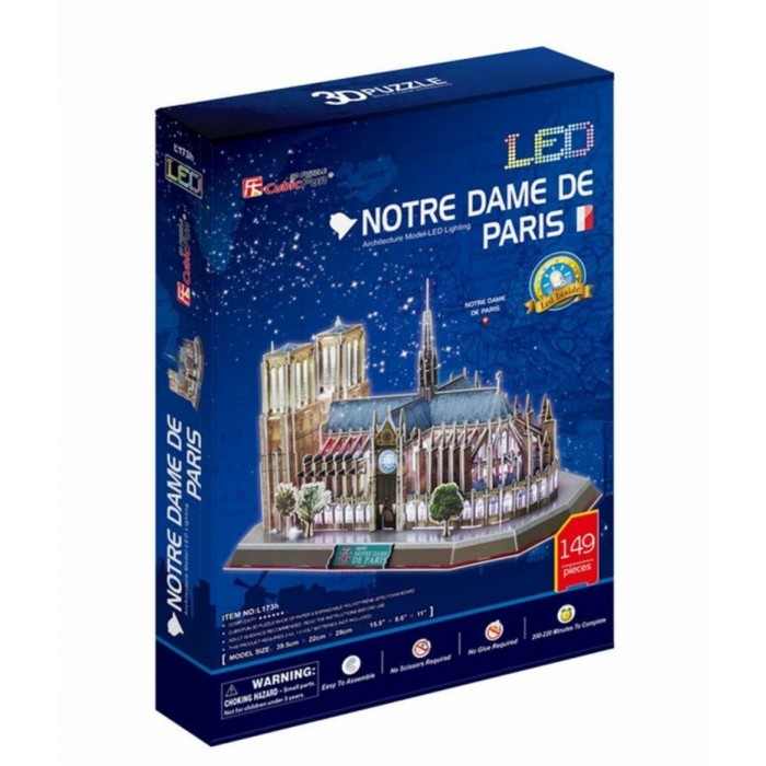 ΠΑΖΛ 3D NOTRE DAME DE PARIS WITH LED 149 ΤΕΜ. (L173h) CUBIN FUN ΠΑΖΛ 3D NOTRE DAME DE PARIS WITH LED 149 ΤΕΜ. (L173h) CUBIN FUN