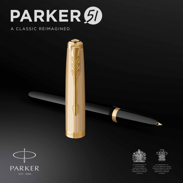 ΠΕΝΑ PARKER 51 PREMIUM BLACK GT FOUNTAIN PEN M (MEDIUM) 18K 2123512