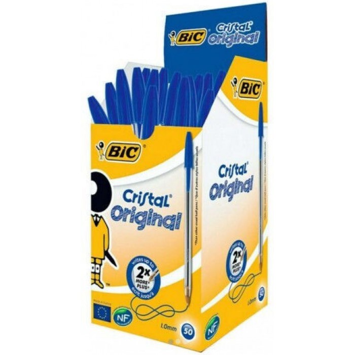 Στυλο Bic Cristal Original Medium 1.0mm Μπλε Κουτί 50 Τεμ